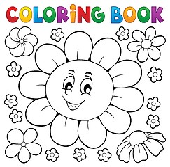 Image showing Coloring book happy flower head 1