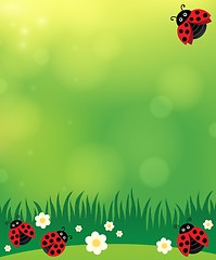 Image showing Spring background with ladybugs 2