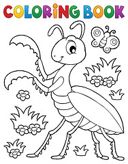 Image showing Coloring book praying mantis theme 1