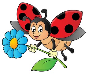 Image showing Ladybug holding flower theme image 1