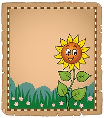 Image showing Parchment with happy sunflower