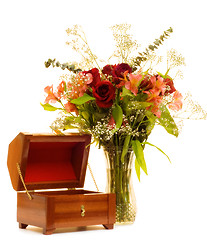 Image showing Jewelry Box and Flowers