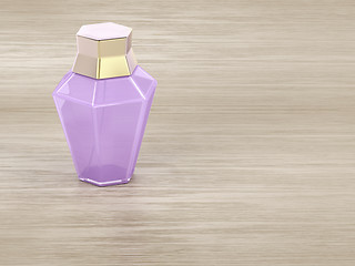 Image showing Perfume on wooden table 