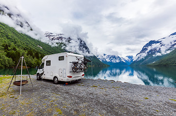 Image showing Family vacation travel RV, holiday trip in motorhome