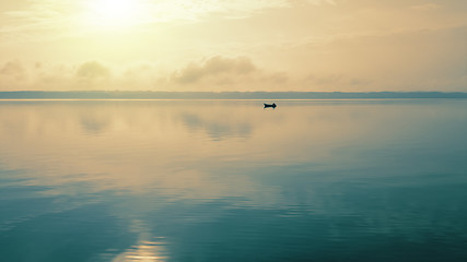 Image showing lonely boat at lake Starnberg