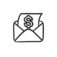 Image showing Envelope mail with dollar sign sketch icon.