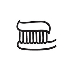 Image showing Toothbrush with toothpaste sketch icon.