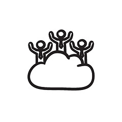 Image showing Cloud computing sketch icon.