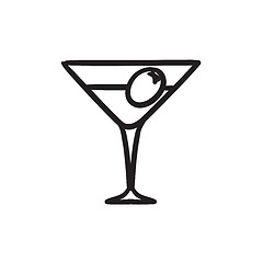 Image showing Cocktail glass sketch icon.