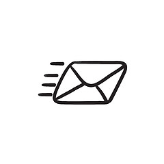 Image showing Flying email sketch icon.