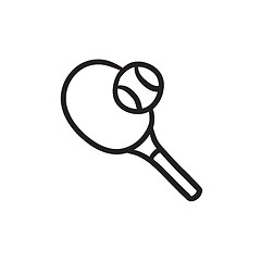 Image showing Tennis racket and ball sketch icon.