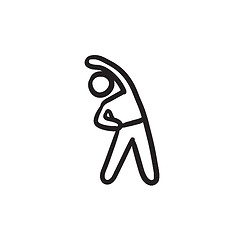 Image showing Man making exercises sketch icon.