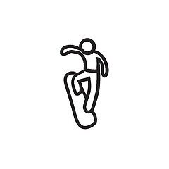 Image showing Man snowboarding sketch icon.