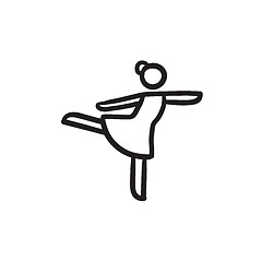 Image showing Female figure skater sketch icon.