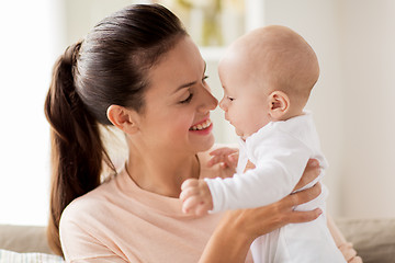 Image showing happy mother with little baby boy at home