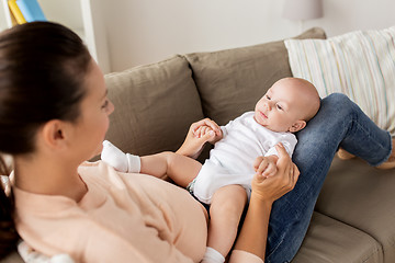 Image showing happy mother with little baby boy at home