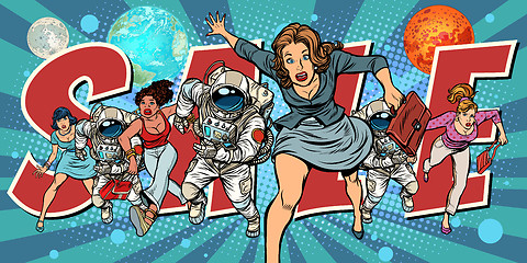 Image showing women and astronauts running for sale