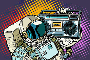 Image showing astronaut with Boombox, audio and music