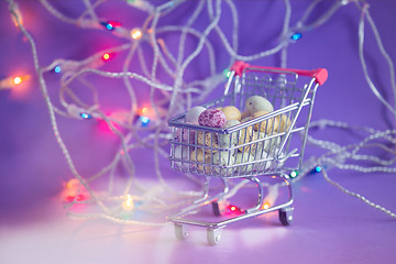 Image showing Easter eggs in a shopping trolley