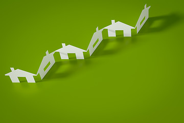 Image showing a paper cutout row of houses green background