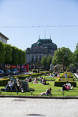 Image showing BERGEN, NORWAY - MAY 27, 2017: The inhabitants of Bergen enjoy t