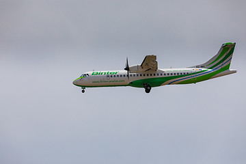 Image showing ARECIFE, SPAIN - APRIL, 16 2017: ATR 72 of Binter with the regis