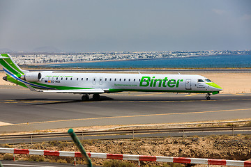 Image showing ARECIFE, SPAIN - APRIL, 16 2017: Canadair CRJ-1000 of Binter wit