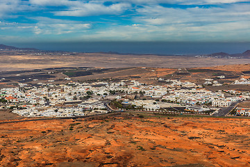 Image showing View of the countryside and the town Teguise on Lanzarote