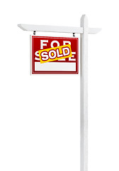 Image showing Left Facing Sold For Sale Real Estate Sign Isolated on a White B