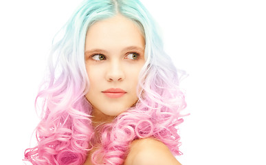 Image showing teen girl with trendy colorful gradient dyed hair