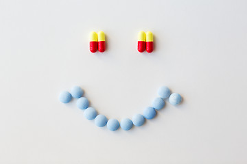 Image showing smiley of different pills and capsules of drugs