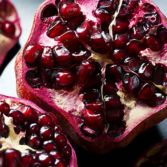 Image showing Detail of an open pomegranate 