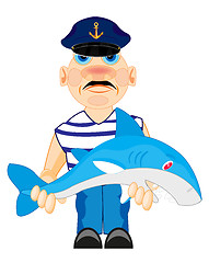 Image showing Sailor with caughted by shark