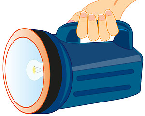 Image showing Powerful flash-light in hand