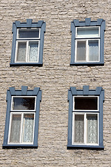 Image showing Wooden windows over an old building in Quebec