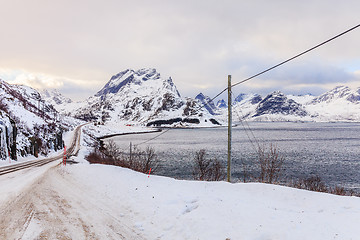 Image showing icy coastal road