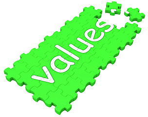 Image showing Values Puzzle Shows Principles And Morality