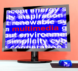 Image showing Multimedia Word On Computer Showing Digital Technology For Movie