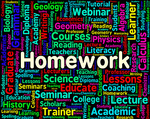 Image showing Homework Word Indicates Assignments Text And Education