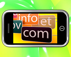 Image showing Domains On Smartphone Shows Government Sites