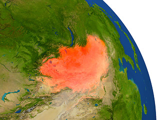 Image showing Map of Mongolia in red