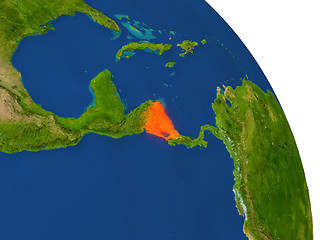 Image showing Map of Nicaragua in red