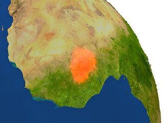 Image showing Map of Burkina Faso in red