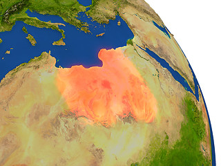 Image showing Map of Libya in red