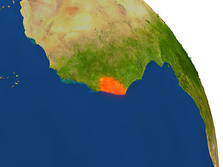 Image showing Map of Liberia in red