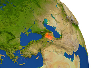 Image showing Map of Armenia in red