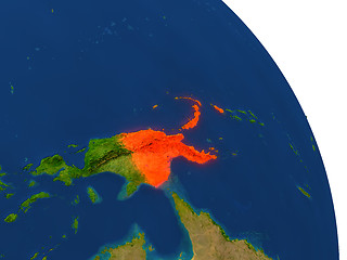 Image showing Map of Papua New Guinea in red