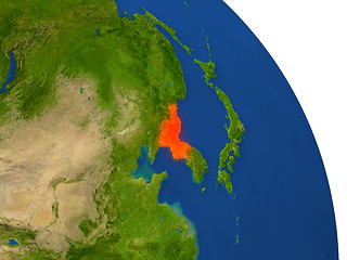 Image showing Map of North Korea in red