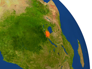Image showing Map of Rwanda in red