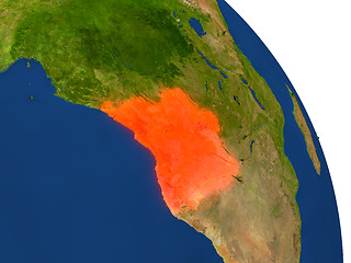 Image showing Map of Angola in red